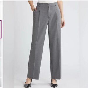 MANGO MNG pleated grey straight/wide pants size 4/ 14" Waist